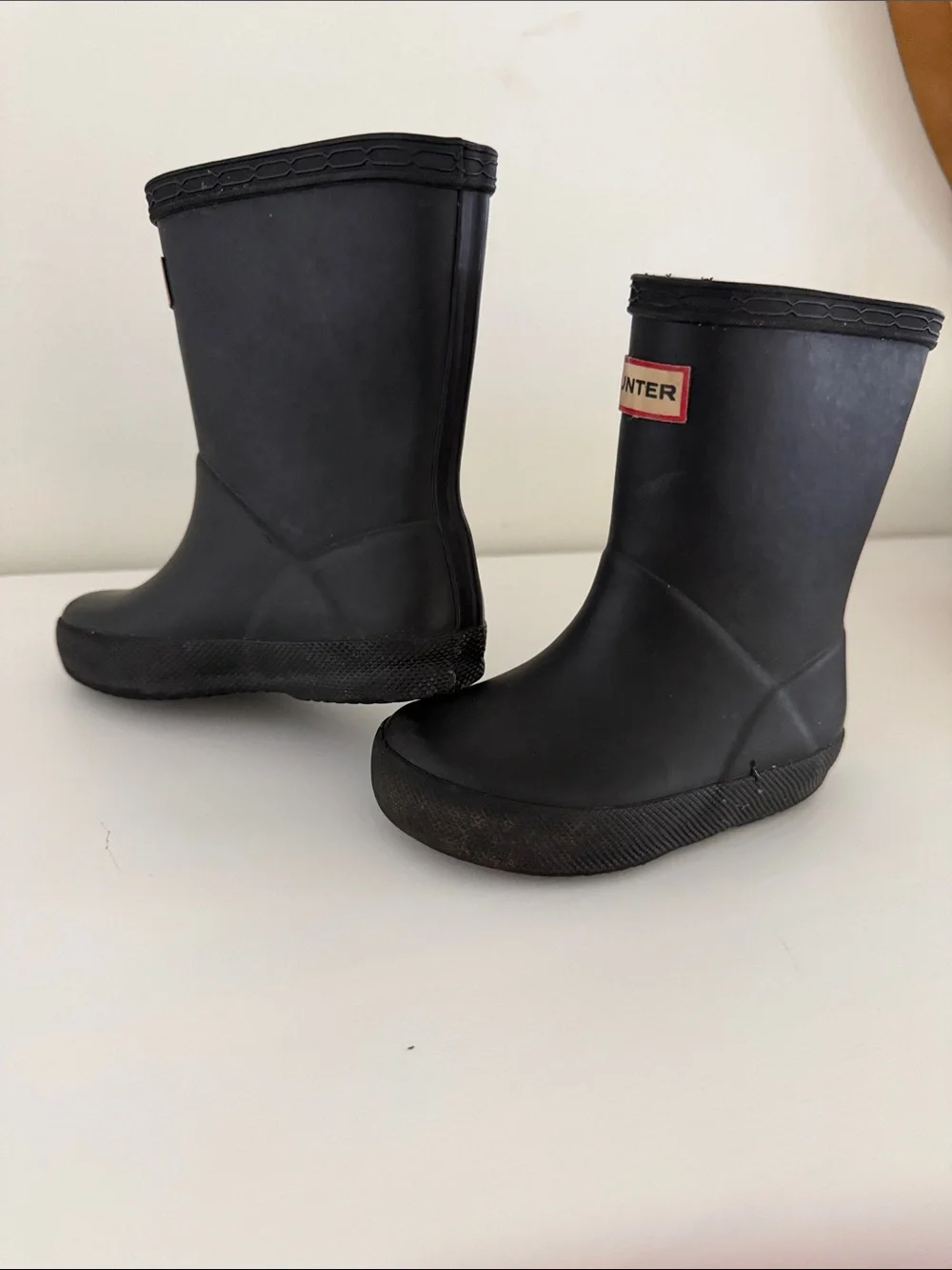 Hunter Matte Black Mid-Calf Rubber Boots with Logo Patch